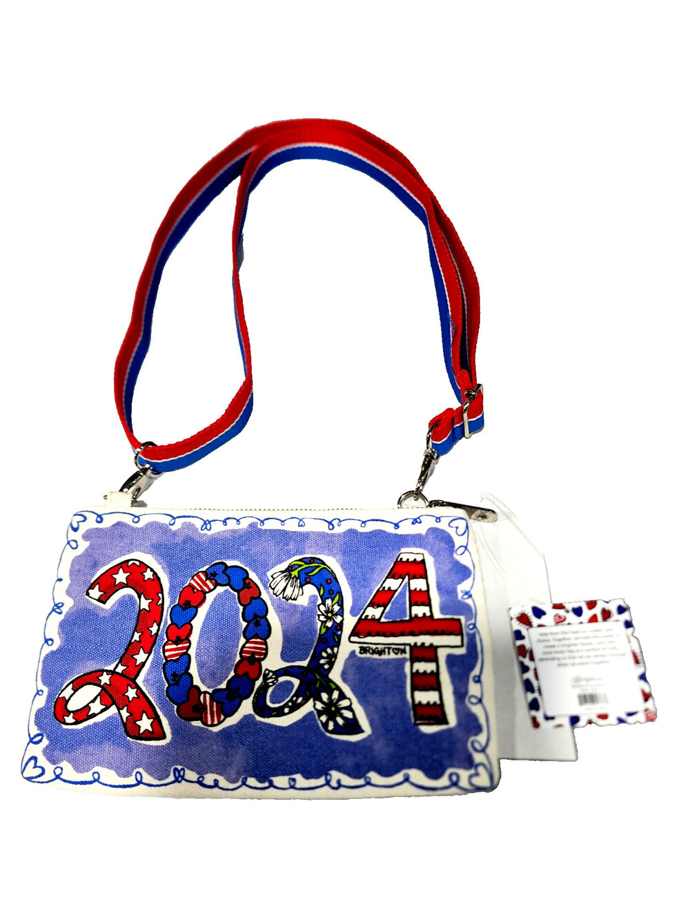 Brighton Red White Blue Vote Election Day 2024 Canvas Pouch Crossbody Cosmetic